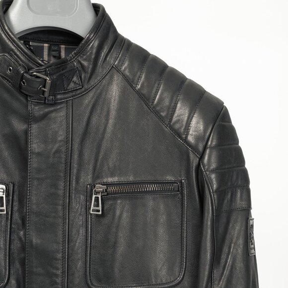 Belstaff Weybridge Black Hand Waxed Leather Quilted Moto Jacket - Picture 5 of 15